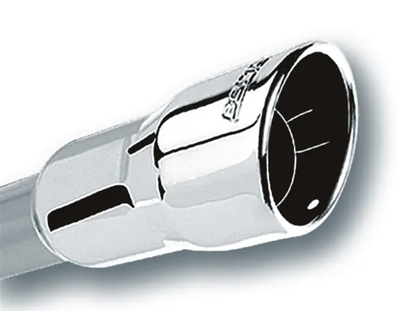 Borla 2.25in Inlet 3.5in Round Rolled Angle Cut Intercooled Outlet x 6.5in Long Embossed Tip Top Rated