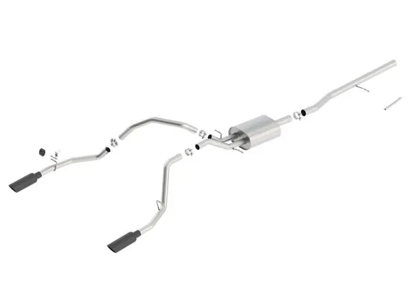 New Release Borla 14 Sierra 1500 C/B S-Type Exhaust/2.75in Into Dual 2.25in Out 4in Split Rear Exit-Black Chrome