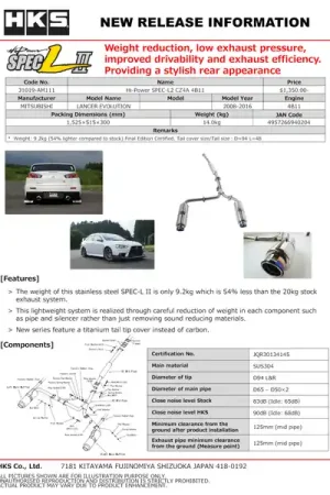 Exclusive Offer HKS Hi-Power SPEC-L2 CZ4A 4B11