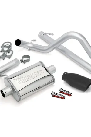 Instant Buy Banks Power 07-11 Jeep 3.8L Wrangler - 2dr Monster Exhaust System - SS Single Exhaust w/ Black Tip