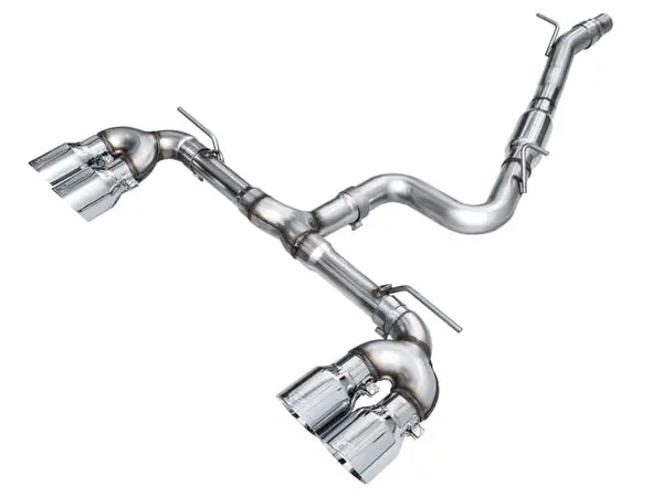 Final Sale AWE MK8 Volkswagen Golf R 3in Track Edition Quad Exhaust - Chrome Silver Tips