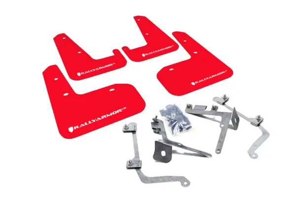 Rally Armor 11-14 Subaru WRX/STI (Sedan Only) Red UR Mud Flap w/White Logo Time-Limited