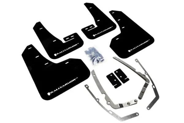 Rally Armor 15-21 MKVII VW Golf/GTI Black UR Mud Flap w/White Logo Bulk Order