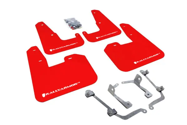 Rally Armor 08-11 Subaru STI (Hatch Only) / 11-14 WRX (Hatch Only) Red UR Mud Flap w/White Logo Special Discount
