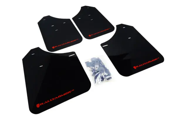Rally Armor 02-07 Subaru WRX/STI/RS/2.5i (Wagons Req. Mod.) Black UR Mud Flap w/Red Logo Certified