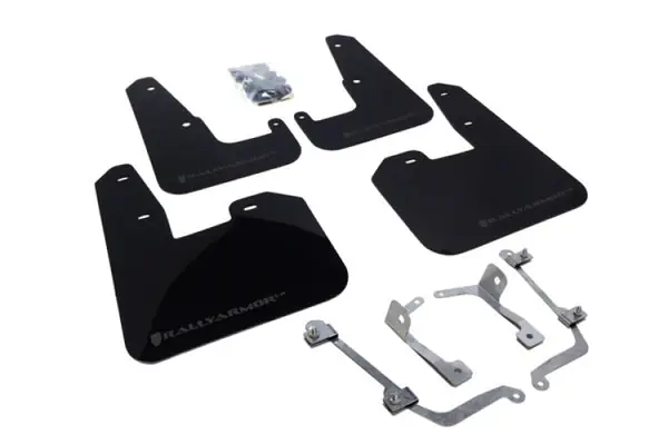 Rally Armor 08-11 Subaru STI (Hatch Only) / 11-14 WRX (Hatch Only) Black UR Mud Flap w/Grey Logo No Minimum Order