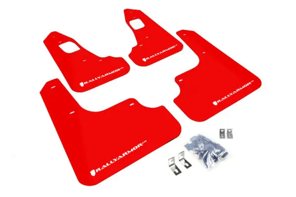 Fresh Stock Rally Armor 08-17 Mitsubishi EVO X Red UR Mud Flap w/ White Logo