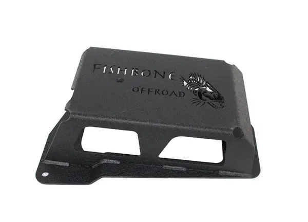 Fishbone Offroad 12-17 Jeep Wrangler JK Steel EVAP Canister Skid Plates - Black Textured Powdercoat Crafted