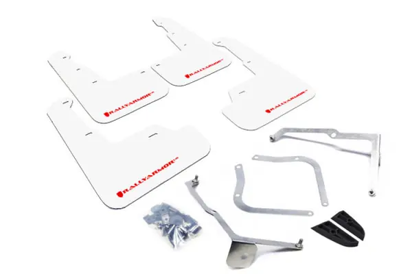 Rally Armor 15-21 Subaru WRX/STI White UR Mud Flap w/Red Logo Wholesale