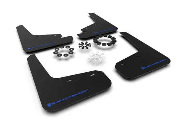 Original Rally Armor 20-26 Tesla Model Y, Juniper Y Black UR Mud Flap w/Blue Logo