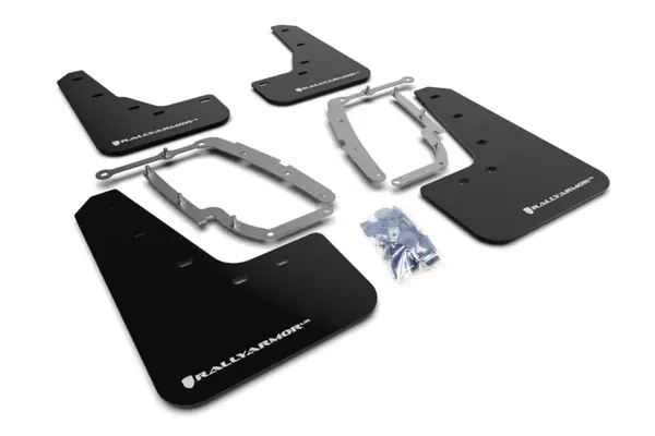 Rally Armor 17-23 Tesla Model 3 Black UR Mud Flap w/White Logo High Quality