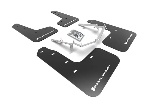 Clearance Rally Armor 17-21 Honda Civic EX/EX-L/LX (Hatchback) Black UR Mud Flap White Logo