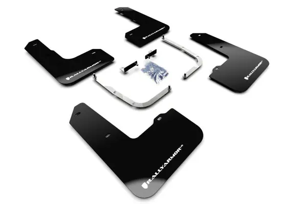 Genuine Rally Armor 19-22 Hyundai Veloster N Black UR Mud Flap w/ White Logo