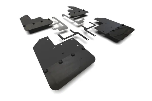 Hassle-Free Returns Rally Armor 19-25 Jeep JT Gladiator (Mojave/Rubicon) Black Mud Flap w/Metallic Black Logo
