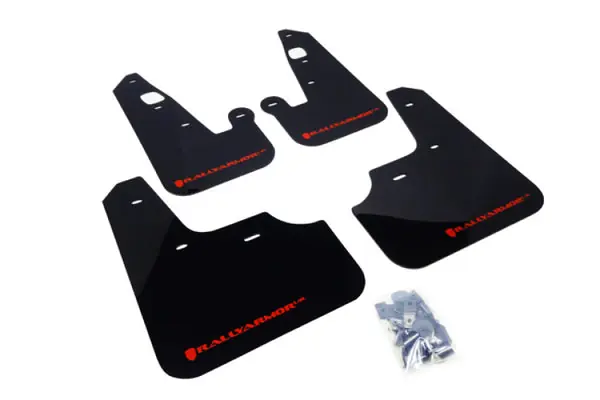Rally Armor 07-17 Mitsubishi Lancer Black UR Mud Flap w/ Red Logo Popular