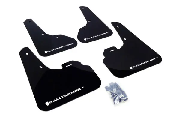 Rally Armor 10-13 Mazda3/Speed3 (Hatch/Sedan) Black UR Mud Flap w/White Logo Premium