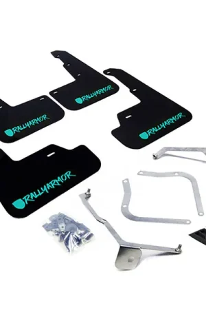 Rally Armor 15-21 Subaru WRX/STI Black UR Mud Flap w/Teal Altered Font Logo Buy Today