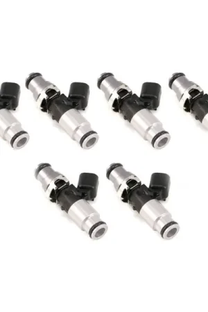Budget Injector Dynamics 1050X Injectors 14mm (Grey) Adaptor Top - (Silver) Bottom Adapter (Set of 6)