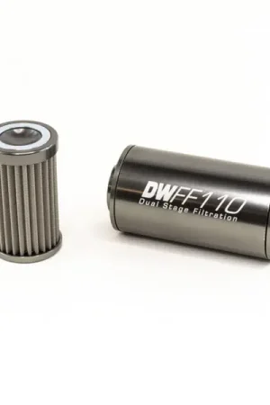 DeatschWerks Stainless Steel 10AN 100 Micron Universal Inline Fuel Filter Housing Kit (110mm) Save Now