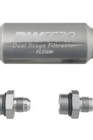 DeatschWerks 6AN 10 Micron 70mm Compact In-Line Fuel Filter Kit Instant Buy