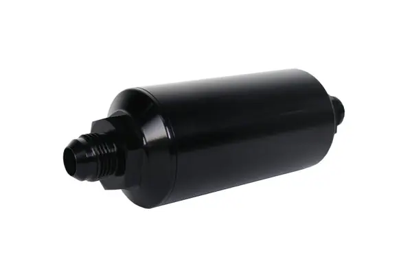 Hassle-Free Returns Aeromotive In-Line Filter - (AN -8 Male) 10 Micron Fabric Element Bright Dip Black Finish