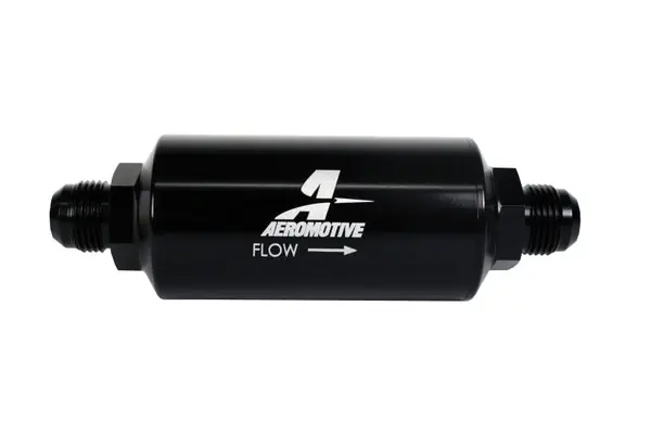 Secure Checkout Aeromotive In-Line Filter - (AN-10) 100 Micron Stainless Steel Element Black Anodize Finish
