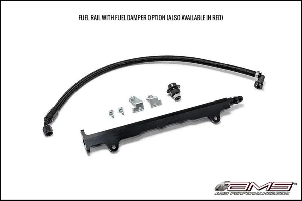 Authentic AMS Performance 08-15 Mitsubishi EVO X CNC Machined Aluminum Fuel Rail w/Pulsation Dampener - Black