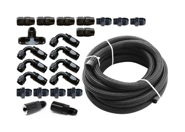 Deal Torque Solution Braided Fuel Line Kit for -6 Aeromotive FPR: Subaru WRX 02-14 / Subaru STI 07-18