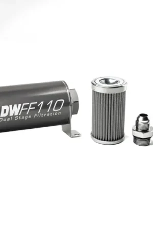 Best Seller DeatschWerks Stainless Steel 8AN 100 Micron Universal Inline Fuel Filter Housing Kit (110mm)