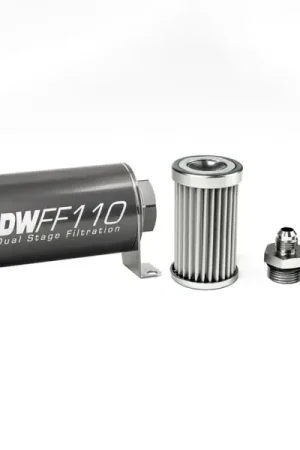 DeatschWerks Stainless Steel 6AN 5 Micron Universal Inline Fuel Filter Housing Kit (110mm) Buy Online