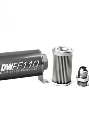 Don’t Miss Out DeatschWerks Stainless Steel 10AN 10 Micron Universal Inline Fuel Filter Housing Kit (110mm)