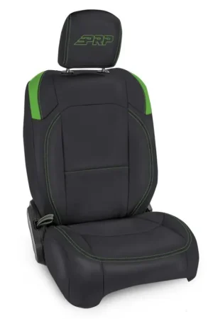 PRP Jeep Wrangler JL Front Seat Covers - 2 door- with Molle Back (Pair) - Black/Green Deal