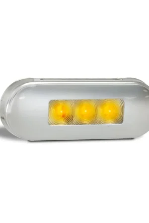 Direct From Factory LED Autolamps 86AM LED Amber Side Marker Lamp with Clear Lens and Coloured LEDs - Brushed Steel Bezel