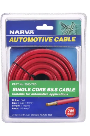 Narva 140A Red 6 B\\u0026S Cable (7M) 5806-7Rd Low Price