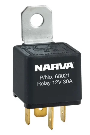 Narva 68021BL 12V 30A Normally Open 4 Pin - Reverse Pin Relay With Resistor- Markdown