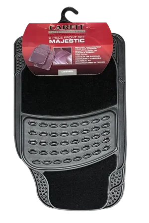 CarFit Majestic Black 2 Piece Front Carpeted Rubber Floor Mats - 4578011 Original