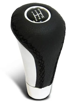 SAAS Black Leather Gear Knob with Aluminium Insert and 8 Shift Pattern Stickers - SGKAL Must Have