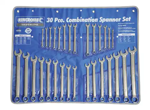 Kincrome Silverline 30 Piece Combination Spanner Set - Metric and Imperial - K3030 (Bulky Item - Freight Applies) Free Shipping