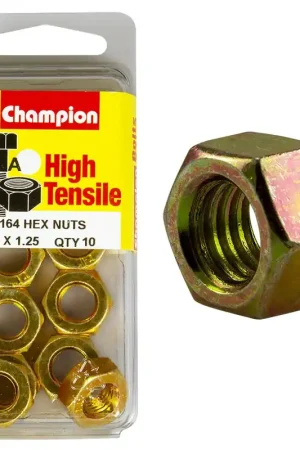 Champion Pack of 10 \\n M10 x 1.25mm High Tensile Class 8, Zinc Plated Plain Hex Nuts - BM164 Same Day Shipping