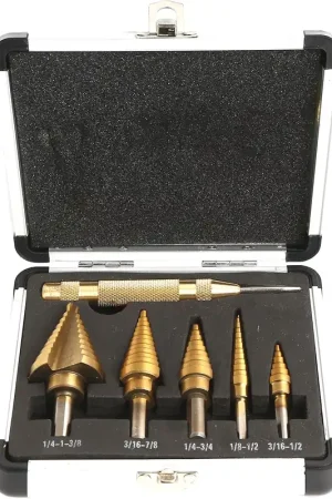 PKTool 6pc High Speed Steel Step and Hole Drill and Automatic Centre Punch Set - PT40930 (Pickup Only) Hot Deal