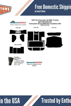 Exclusive Offer Insulation Sound Deadener Kit for 1947-1953 Chevy Truck Acoustishield Cab, Rear