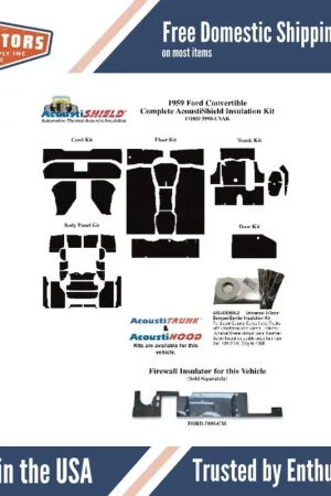 Get Yours Kick Panel Insulation Kit for 1959 Ford Convertible, Front Cowl