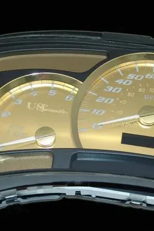 Best Choice US Speedo Platinum Gold Gauge Face with White Back with Color Match Needles - Displays 120 MPH - Transmission Temperature - SS GM 07G