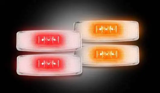 Worldwide Shipping Recon LED Fender Lenses - Clear Lens Chrome Trim - 2 Red and 2 Amber - 4PC - 264130CL