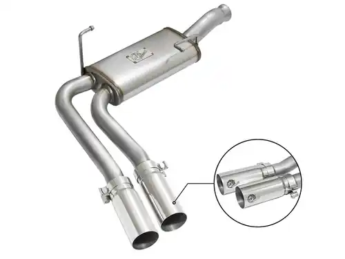 aFe Power Rebel Series 3in to 2-1/2in 409 Stainless Steel Cat-Back Exhaust w/Polished Tip for GM Trucks 09-16 V6-4.3L/V8-4.8/5.3L #49-44070-P Clearance