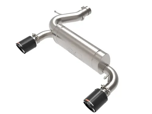 aFe Vulcan 3in 304 SS Axle-Back Exhaust 2021-2024 Ford Bronco L4-2.3L (t)/V6-2.7L (tt) w/ Carbon Tips Final Sale