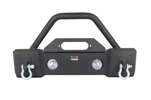 Fishbone Offroad 07-18 Jeep Wrangler JK Stubby Bumper W/Tube Guard - Black Texured Powdercoated Exclusive Offer