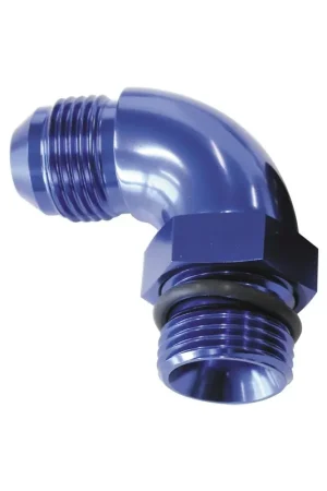 Aeroflow 90 Deg -1OORB To -8AN Full Flow Adapter W/Jam Nut - Black Luxury